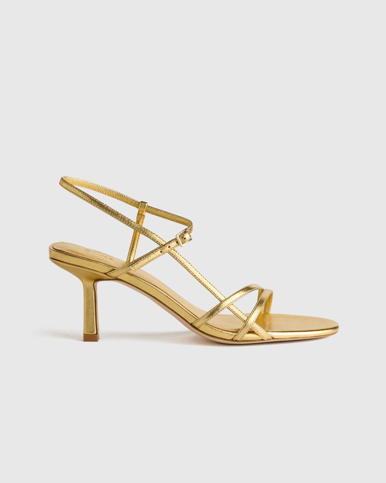 Metallic Gold Italian Leather 70mm Strappy Heel