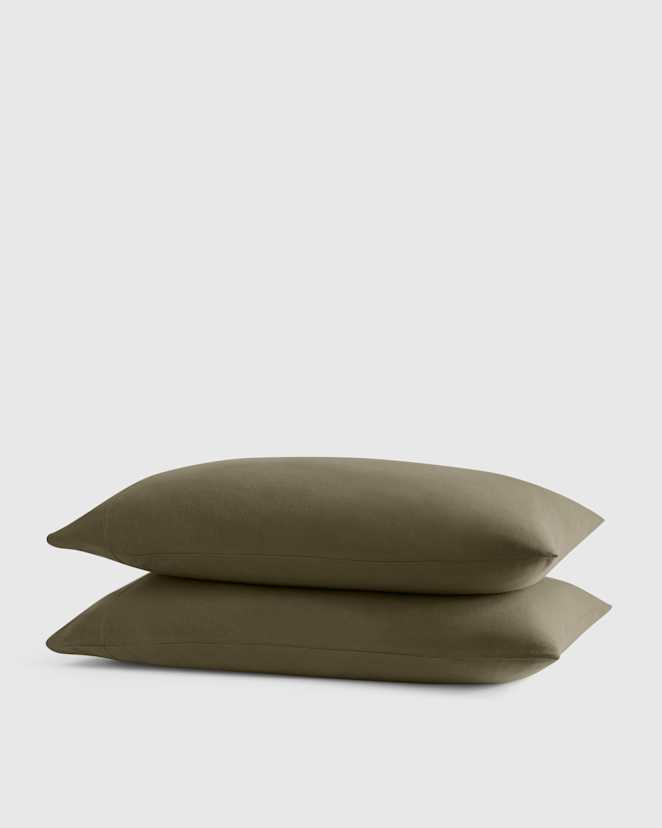 Dusty Olive Organic Jersey Pillowcase Set