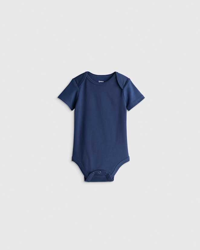 Navy 100% Organic Cotton Short Sleeve Bodysuit