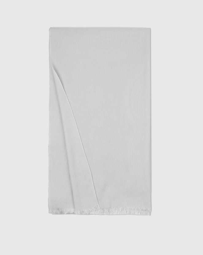 Light Grey Featherweight Cashmere Silk Frayed Edge Scarf