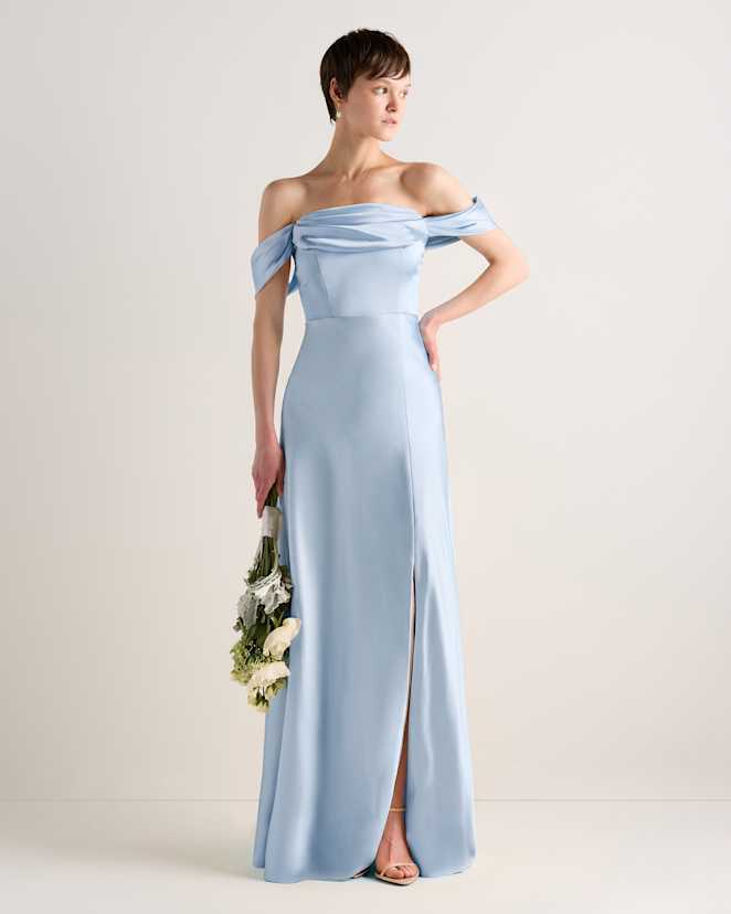 Mist Blue Aurora Stretch Satin Convertible Dress