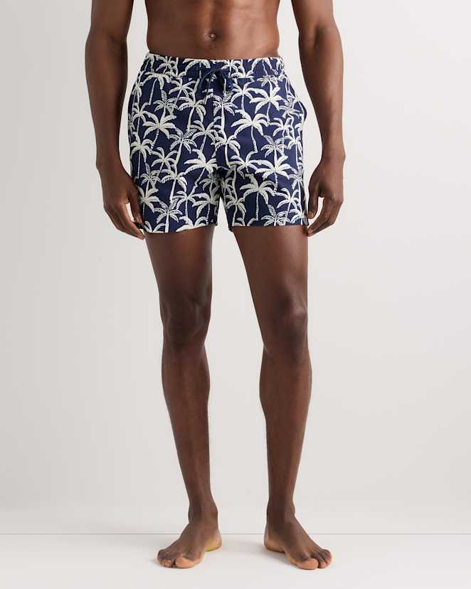 Navy Palms Italian Swim Trunks - 5.5"