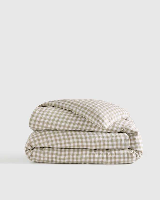 Willowleaf Gingham European Linen Duvet Cover
