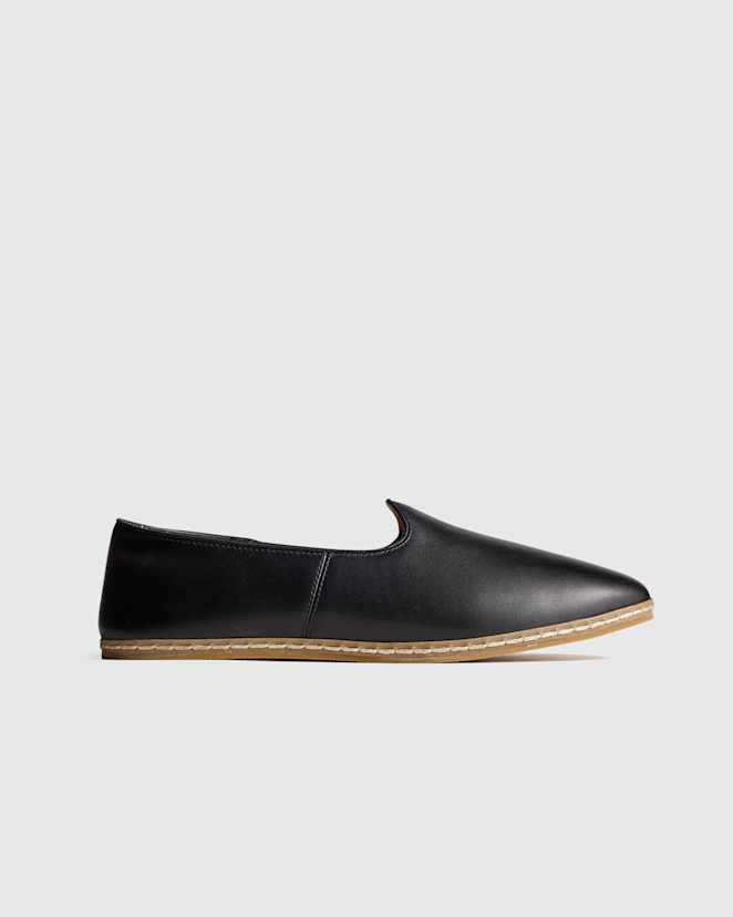 Black Crafted Leather Slip-On