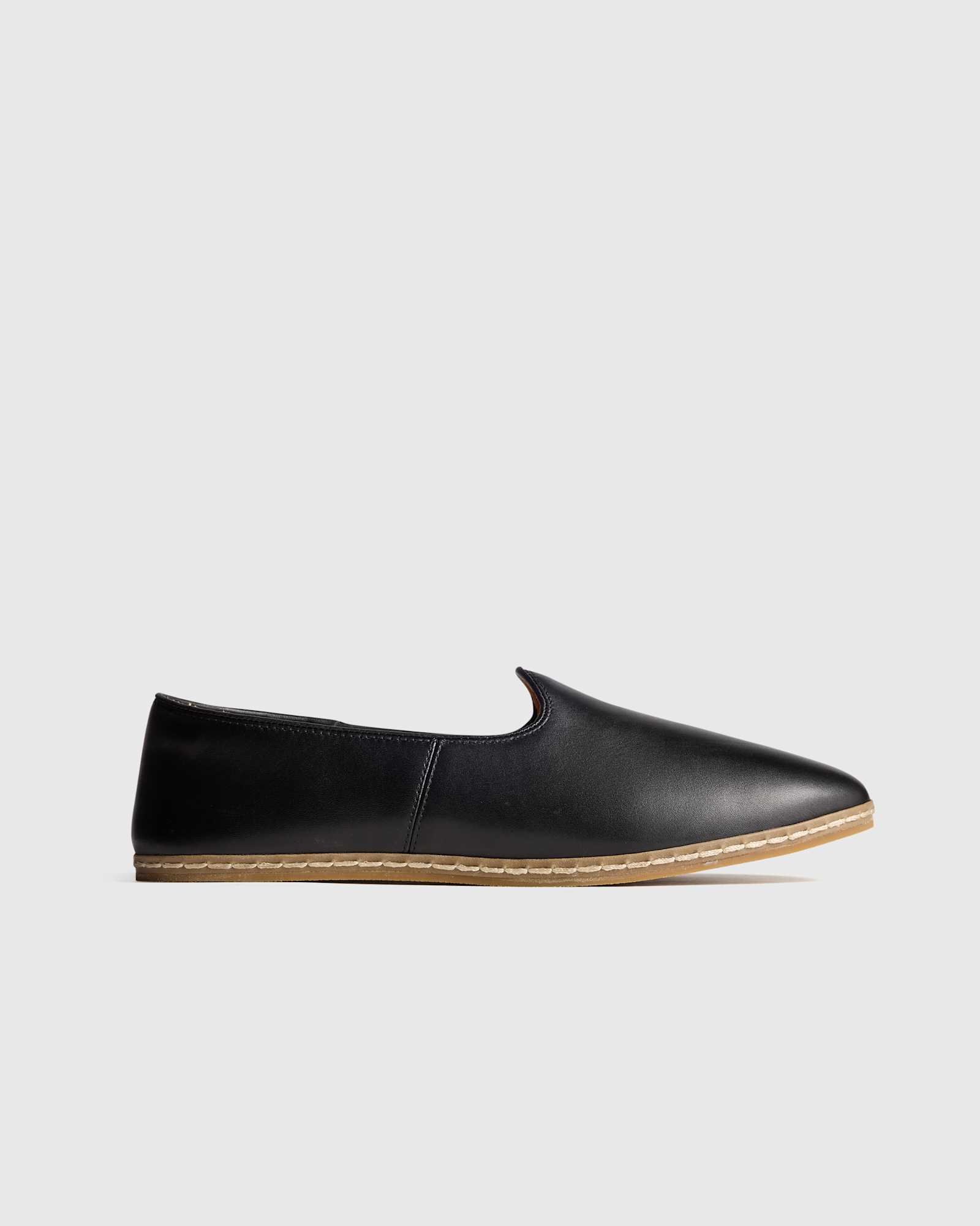 Black Chaussures à enfiler en cuir travaillé