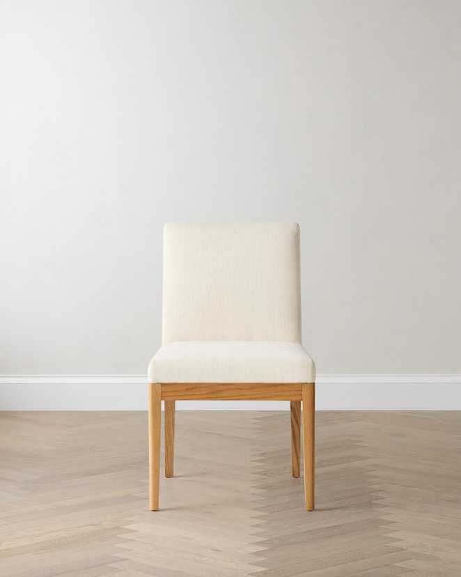 Snow/Natural Performance Fabric Dining Chair with Solid Oak Legs (Set of 2)
