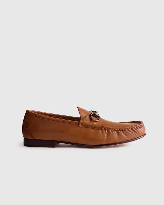 Tan Calfskin Leather Horsebit Loafer