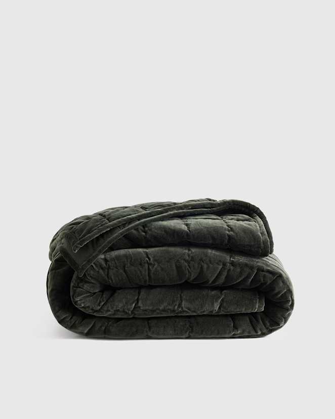 Forest Green Cotton Velvet Quilt