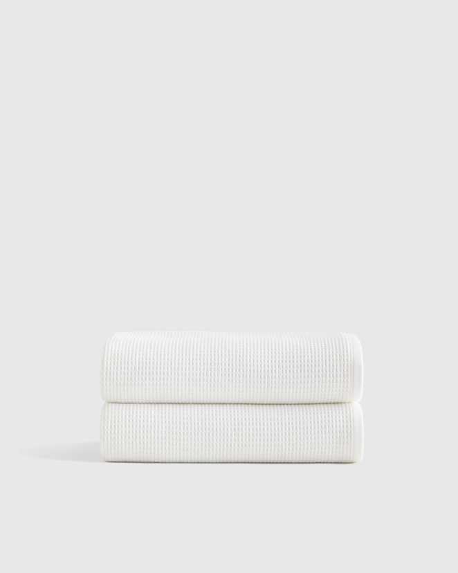 White Turkish Waffle Terry Bath Towel (Set of 2)