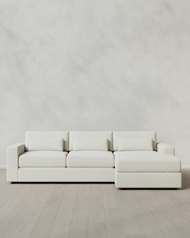 Ivory Ashford Deep Seat Chaise Sectional in Performance Basketweave