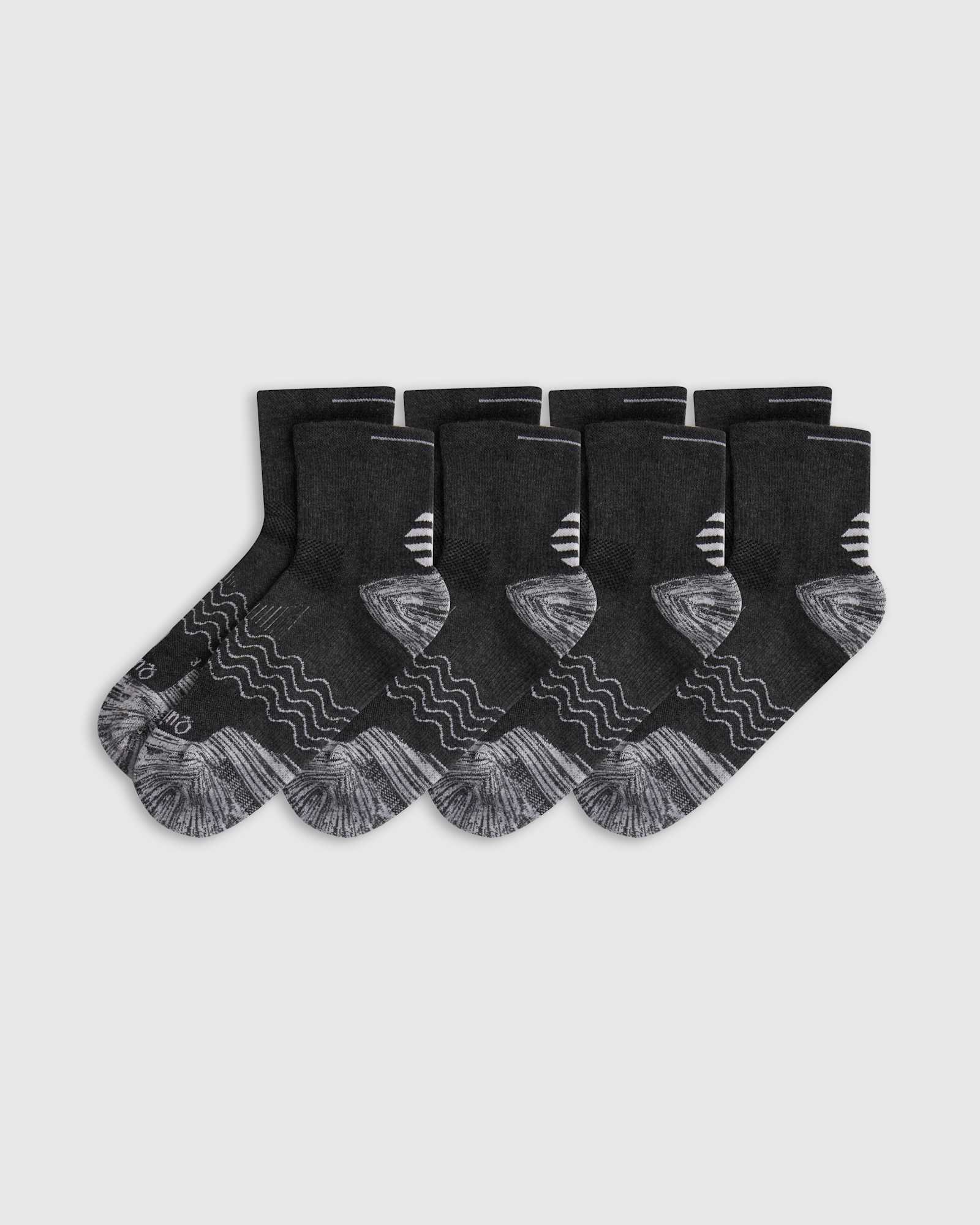 grey Performance Running Quarter Socks (4-Pack)