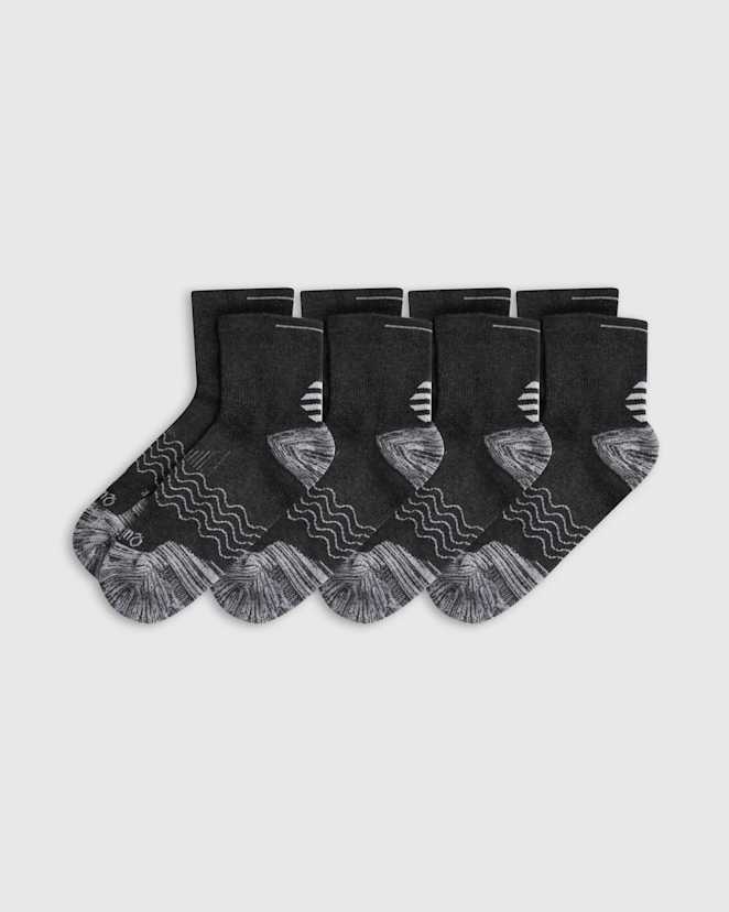 Grey Performance Running Quarter Socks (4-Pack)