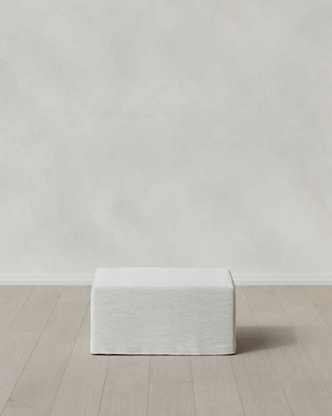 Pearl Ellery Slipcover Ottoman in Performance Linen