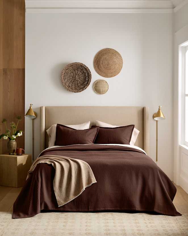 Espresso Organic Cotton Matelasse Coverlet Set