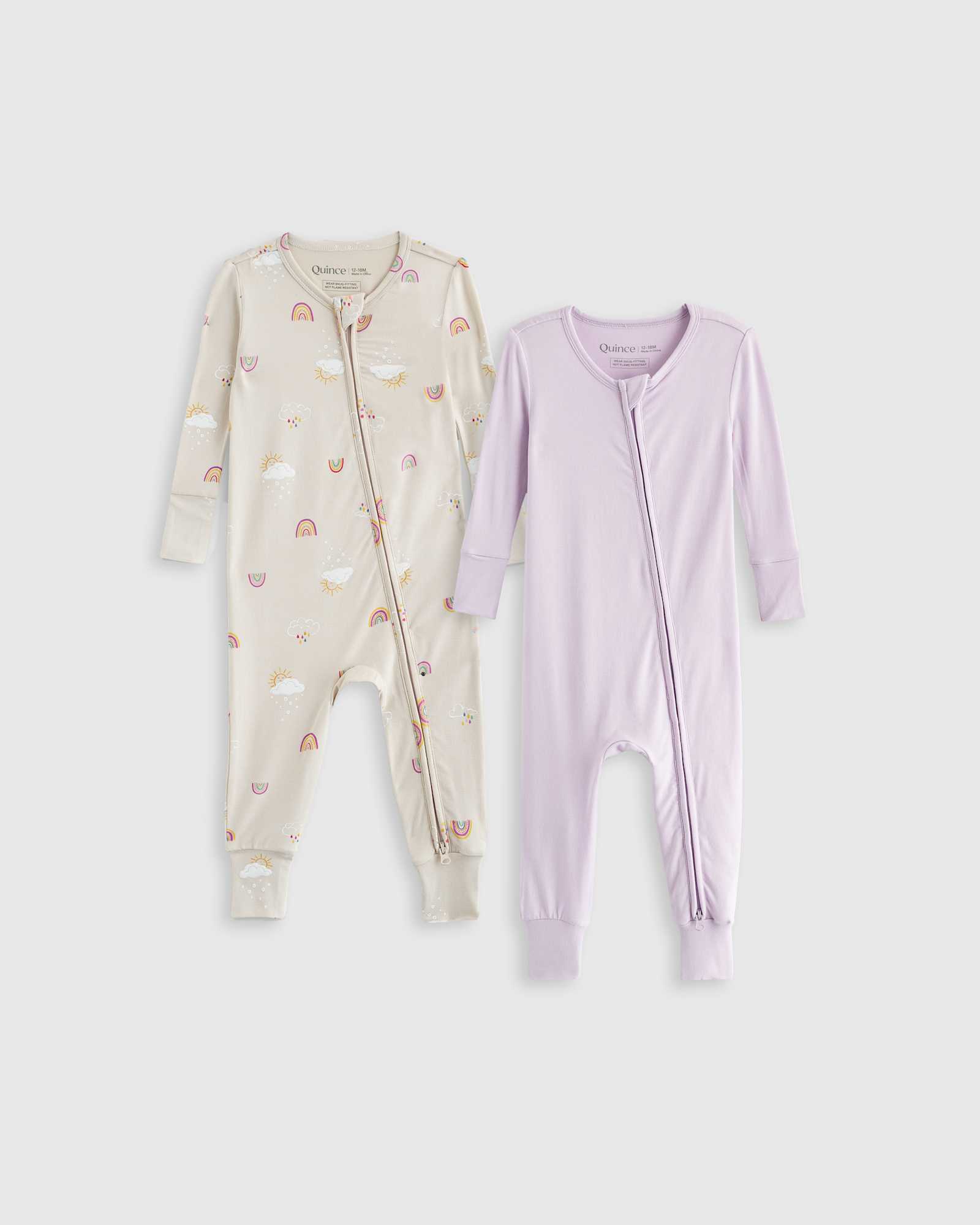 Bamboo One Piece Pajamas 2-Pack-rainbows