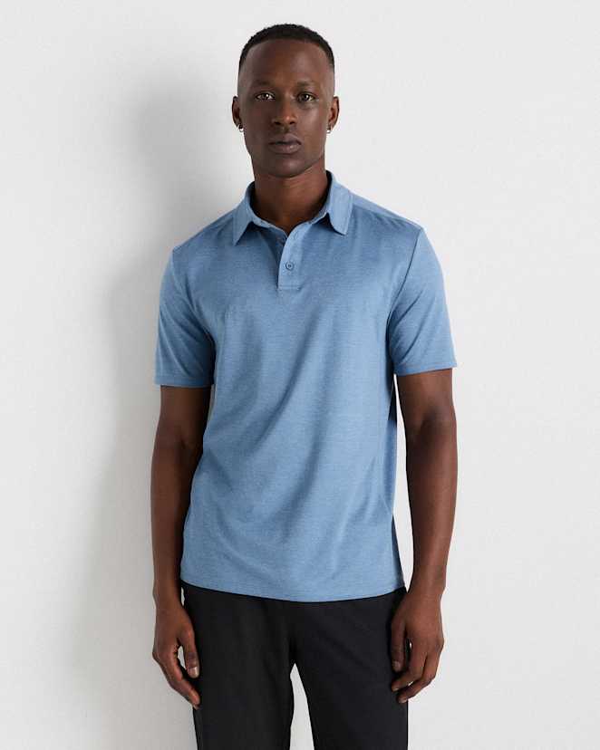 Heather Dewstone Blue Flowknit Breeze Performance Polo