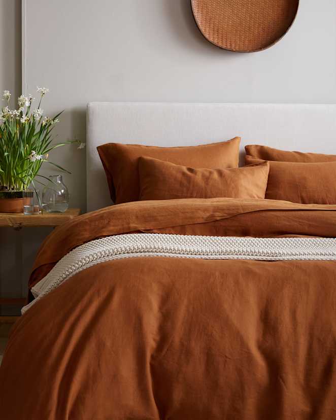 Terracotta European Linen Sham Set