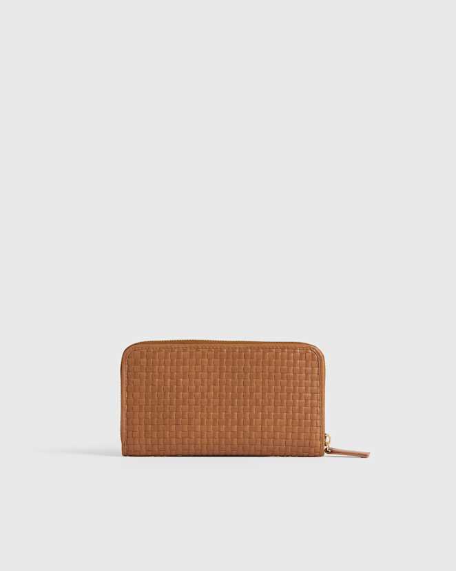 Cognac Italian Leather Handwoven Continental Wallet