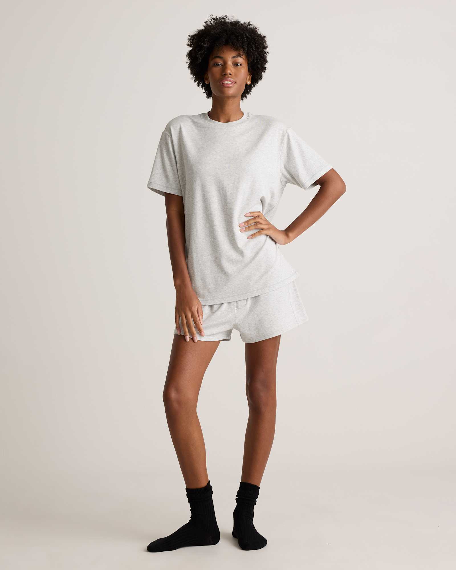 Light Heather Grey Dream Lounge Oversized Short Sleeve Pajama Set