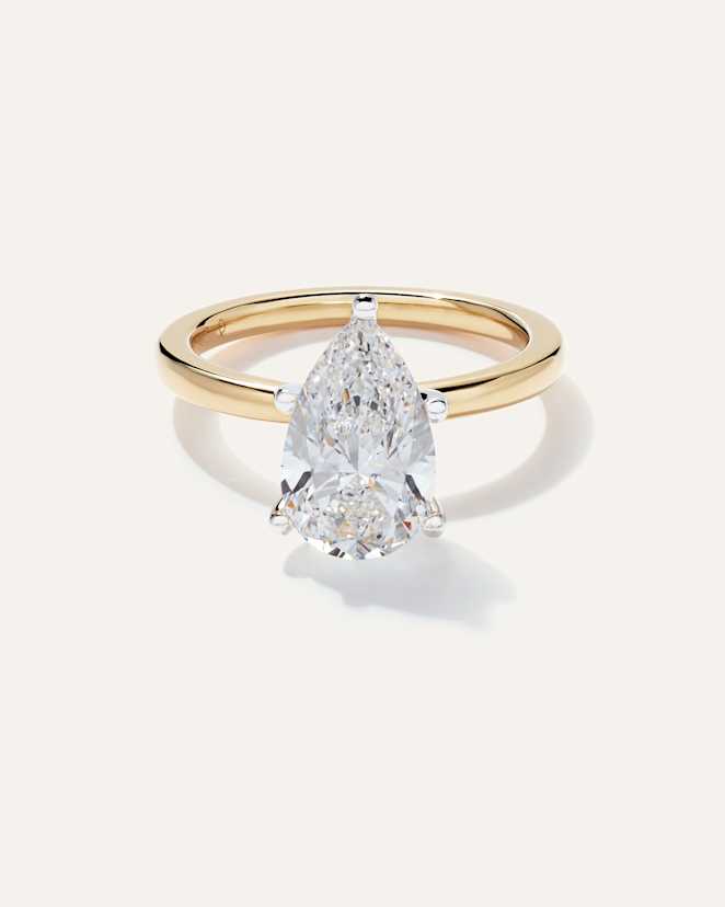 Yellow Gold Lab Grown Diamond Pear Comfort Fit Engagement Ring - 3ct