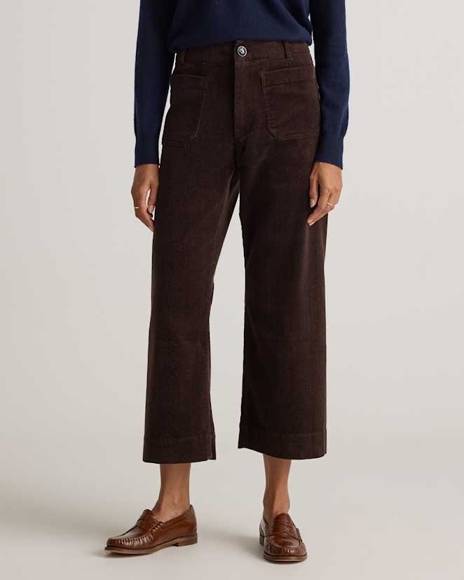 Espresso Organic Stretch Corduroy Cropped Wide Leg Pants