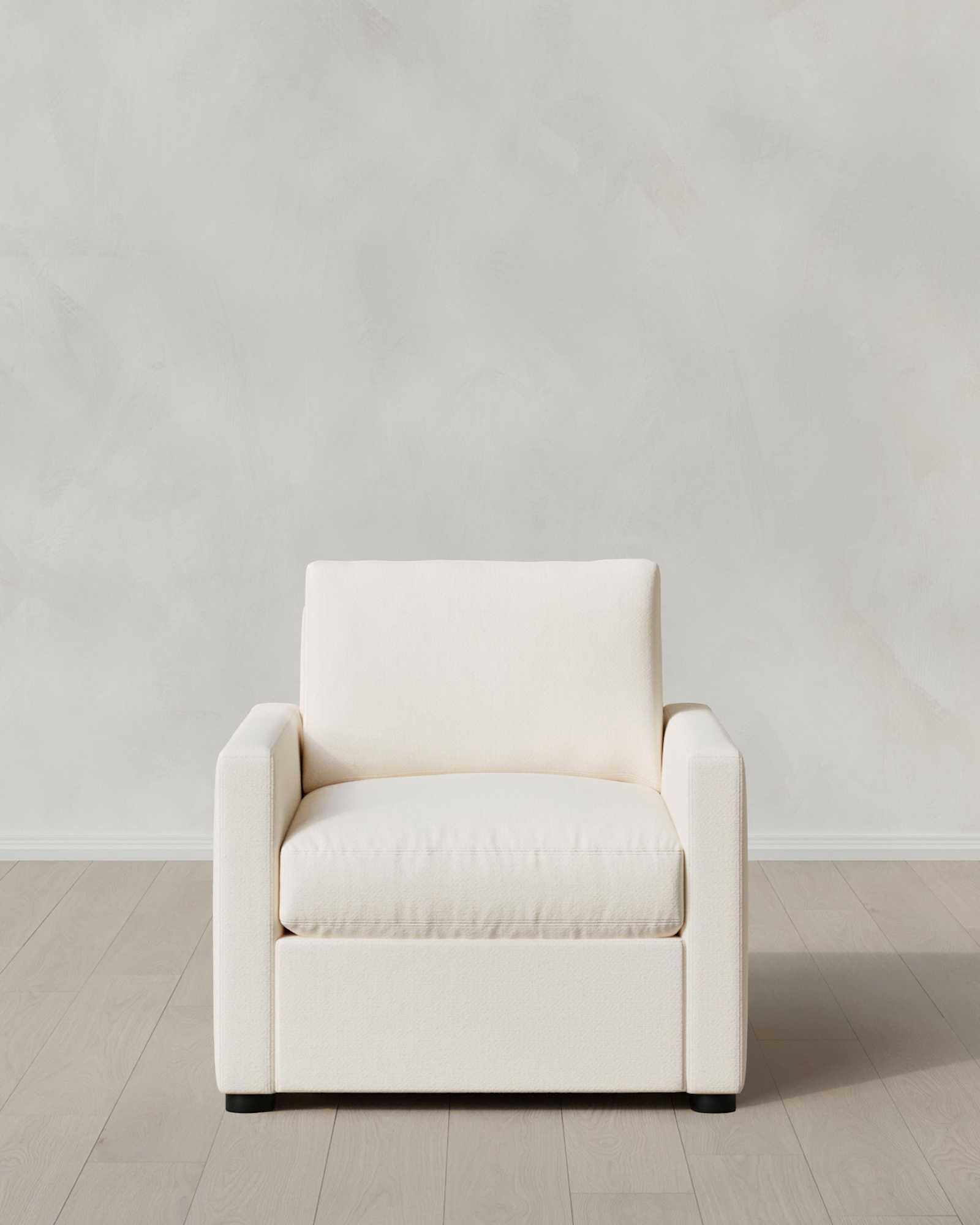 Marshmallow Brennan Accent Chair in Performance Chenille Linen Blend