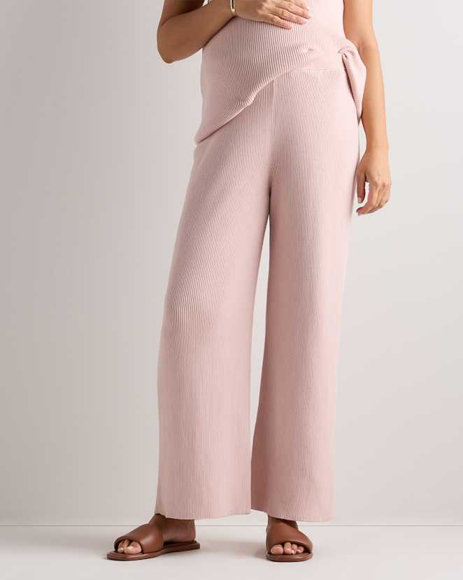 Sugar Stone Cotton Cashmere Maternity Wide Leg Pants