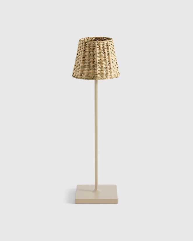 Sand Poldina Pro Rechargeable Table Lamp with Seagrass Shade by Zafferano