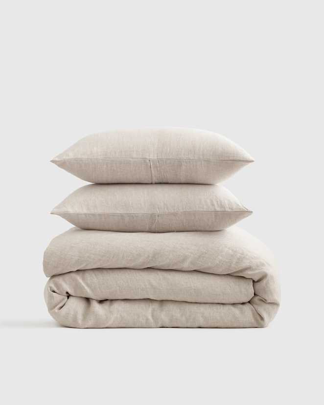 Natural European Linen Chambray Duvet Cover Set
