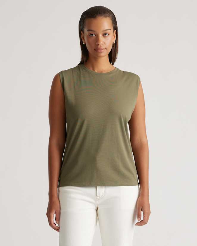 Dark Olive Cotton Modal Muscle Tank