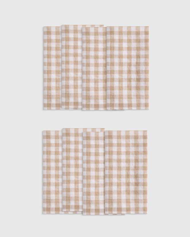 Cafe Gingham European Linen Wide-Hem Napkins (Set of 8)