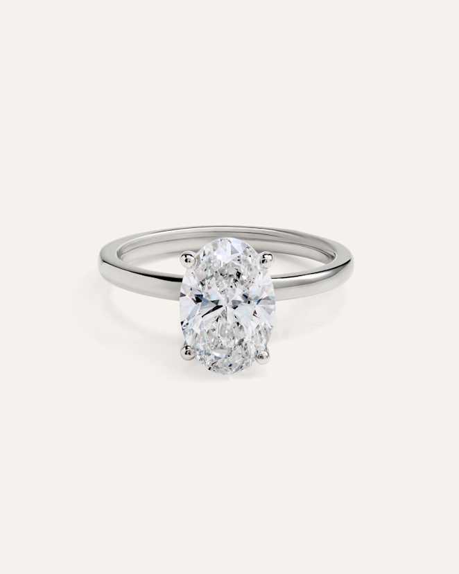 Platinum Lab Grown Diamond Oval Comfort Fit Engagement Ring - 2.5ct