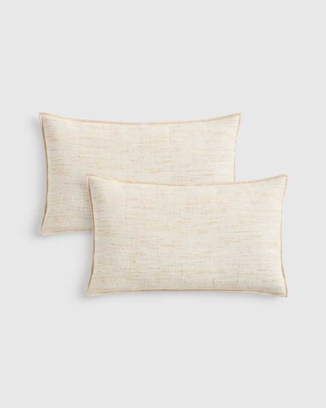 Ivory Housses de coussin en soie brute (ensemble de 2)