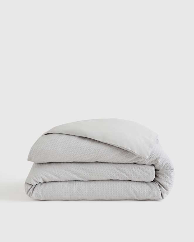 Light Grey Organic Luxe Honeycomb Duvet Cover