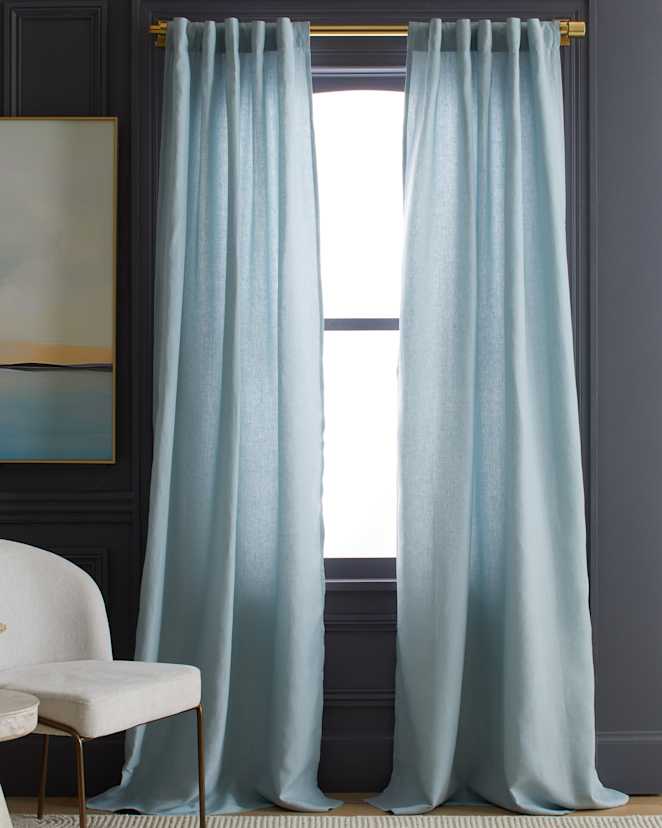 Light Blue European Linen Curtain