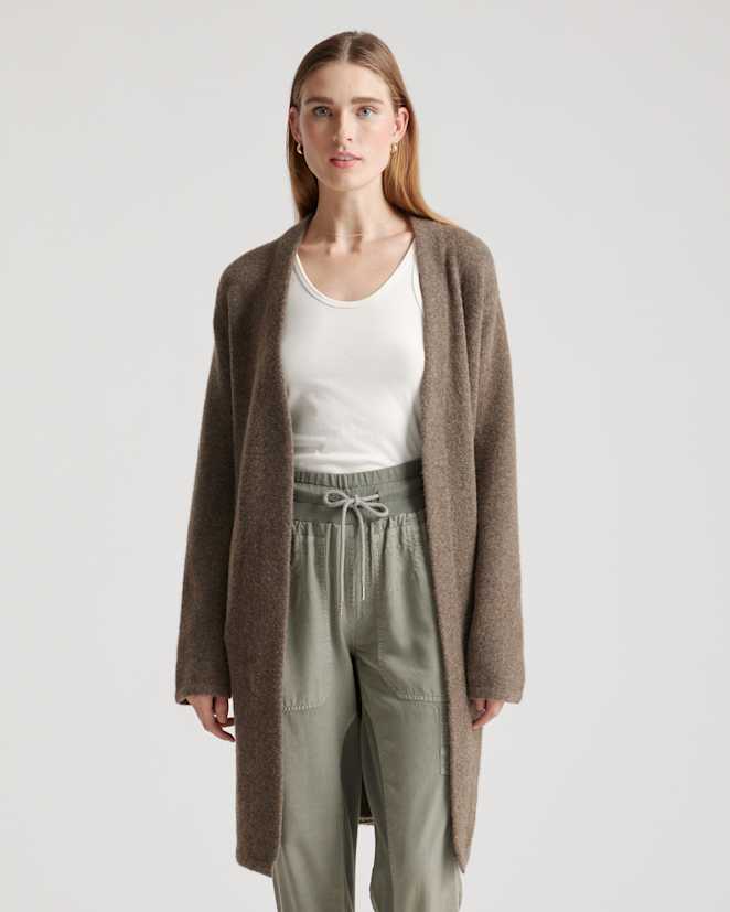 Heather Brown Superfine Merino Wool Sweater Coat