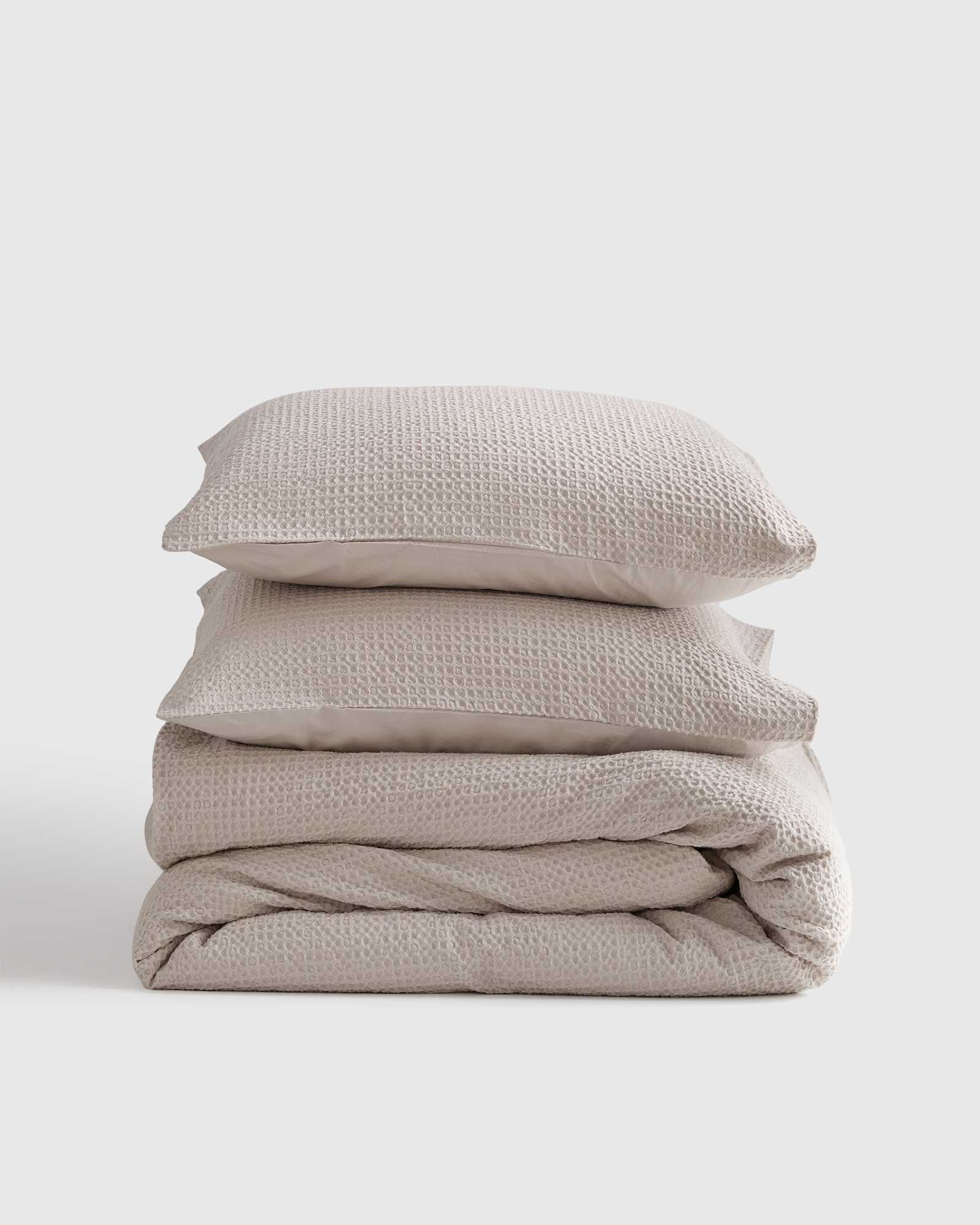sand Organic Luxe Honeycomb Duvet Cover Set