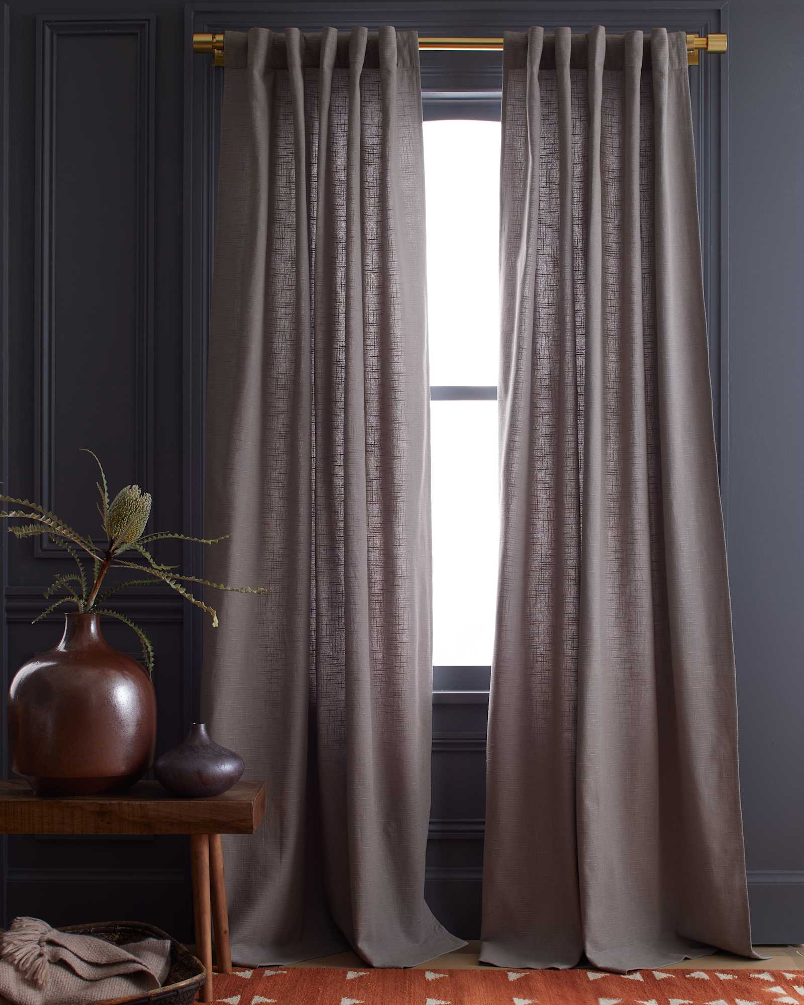 grey Cotton Slub Curtain