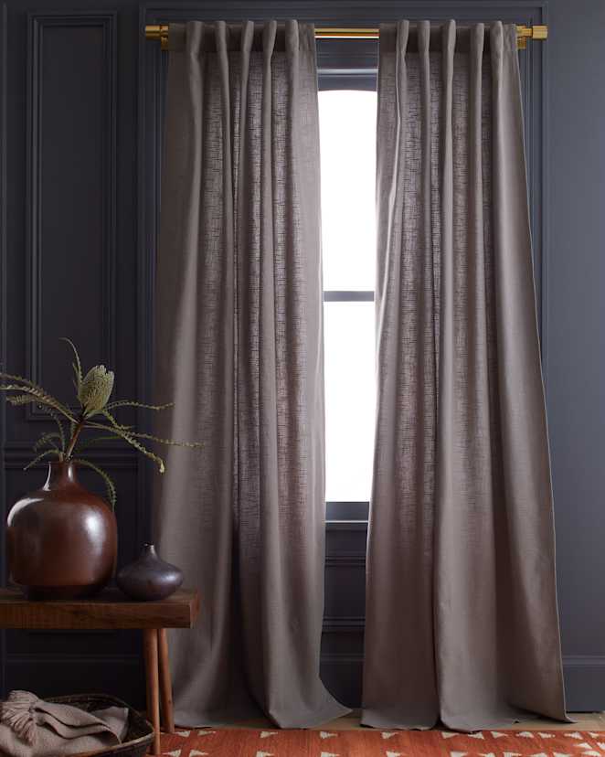 Grey Cotton Slub Curtain
