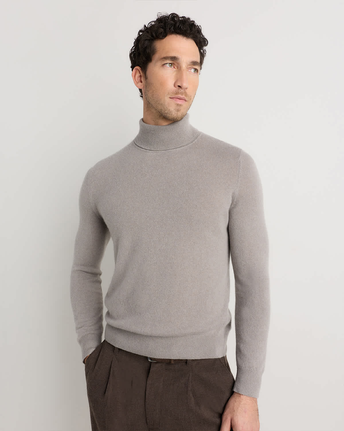 Morel Grey Mongolian Cashmere Turtleneck Sweater