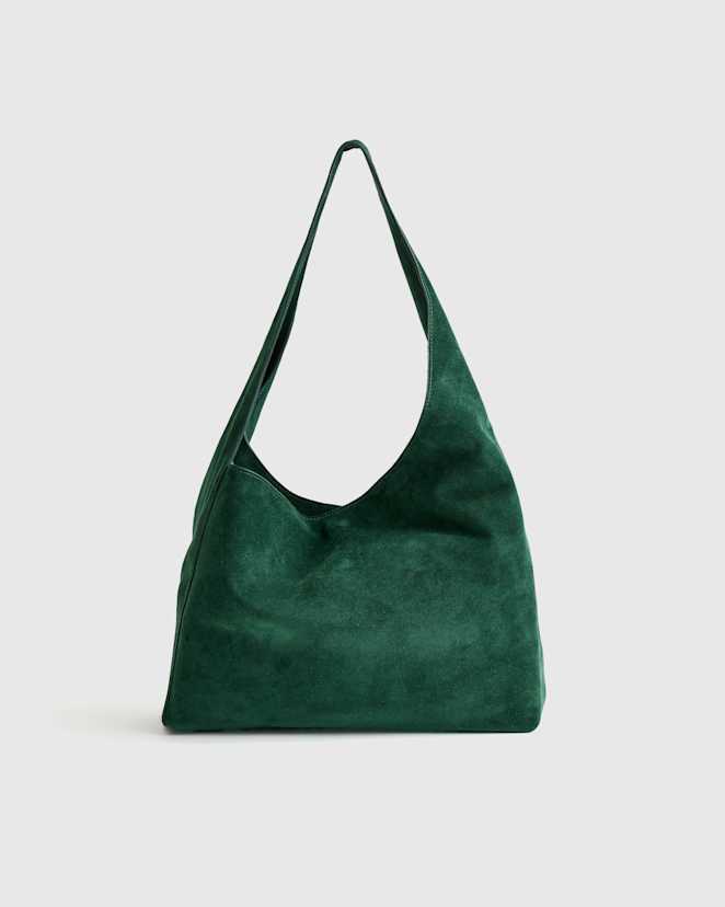 Emerald Italian Suede Slouchy Shoulder Bag
