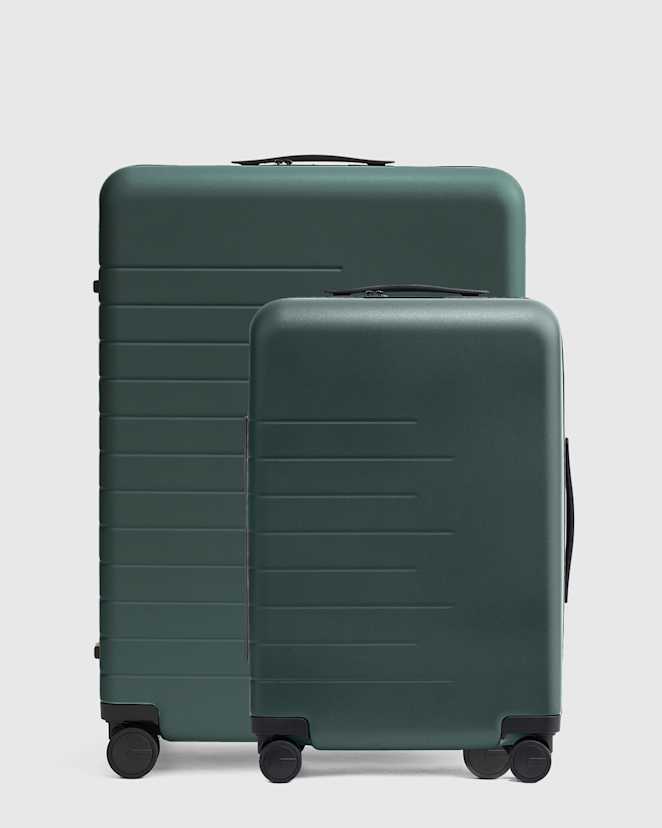 Dark Green Carry-On & Large Check-In Suitcase Bundle