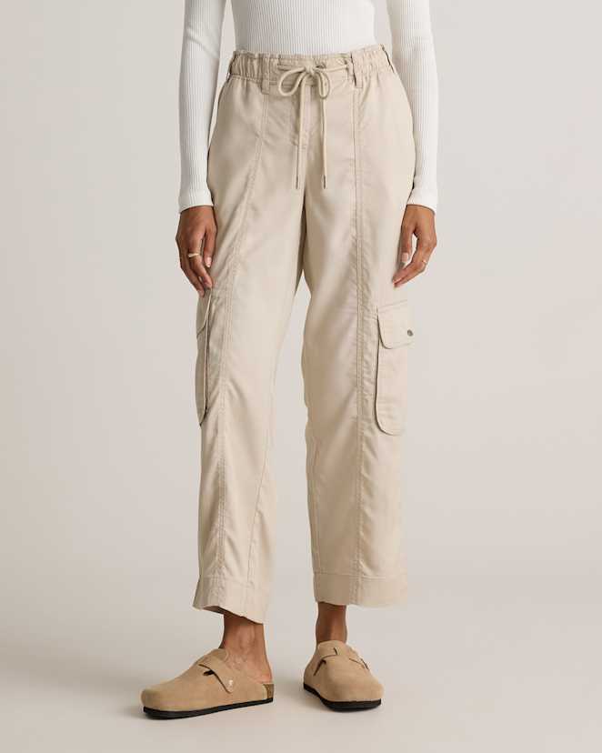 Shale Vintage Wash Tencel Drawstring Cargo Pants
