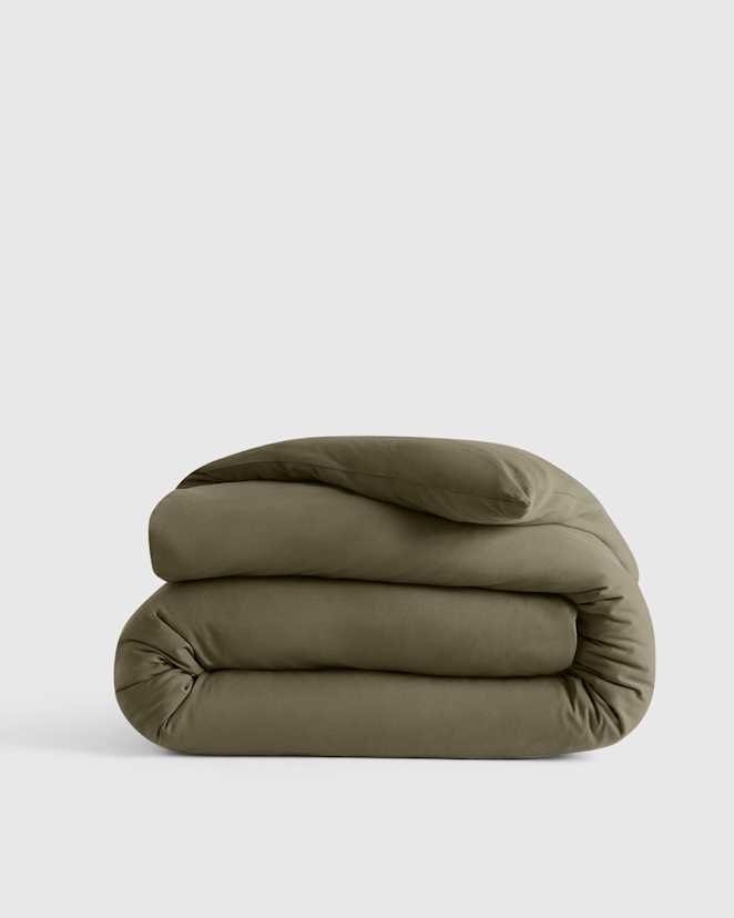 Dusty Olive Organic Jersey Duvet Cover