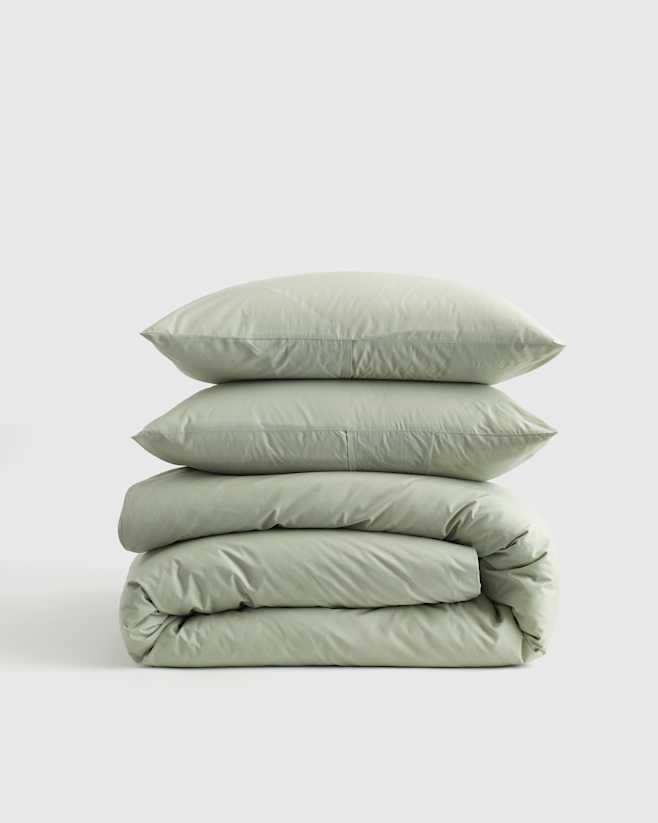 Sage Classic Organic Percale Duvet Cover Set