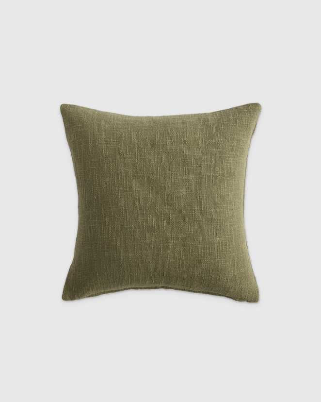 Olive Cotton Slub Pillow Cover