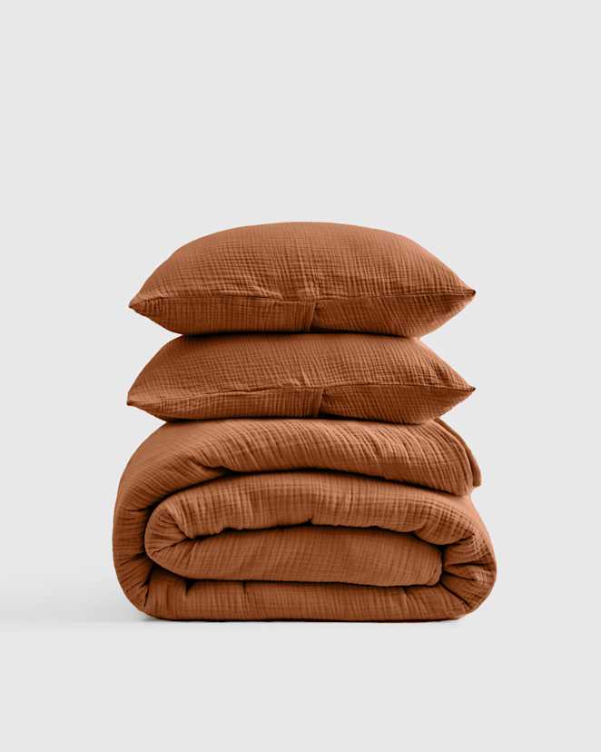 Terracotta Organic Airy Gauze Dream Quilt Set