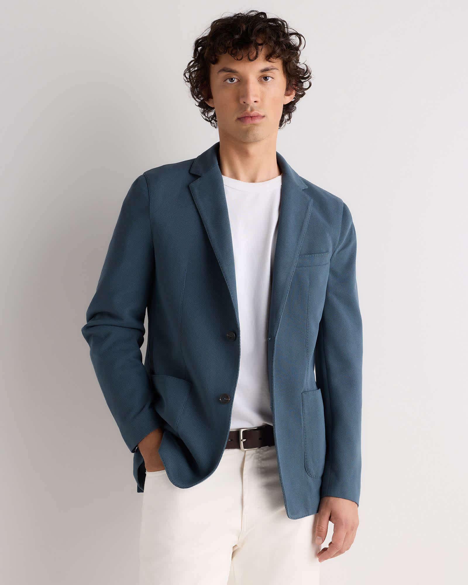 Ocean Cotton Pique Knit Blazer