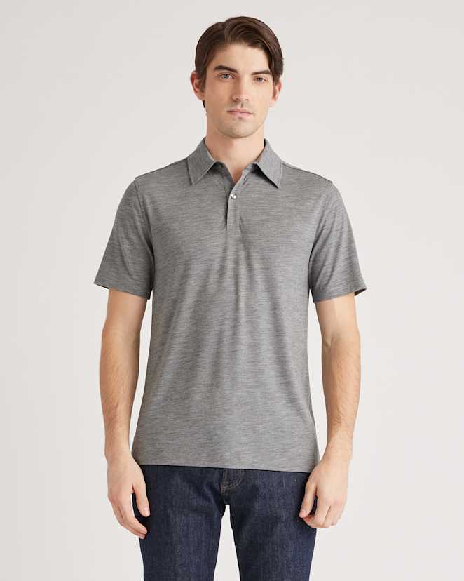 Heather Grey Extra-Fine Australian Merino Polo