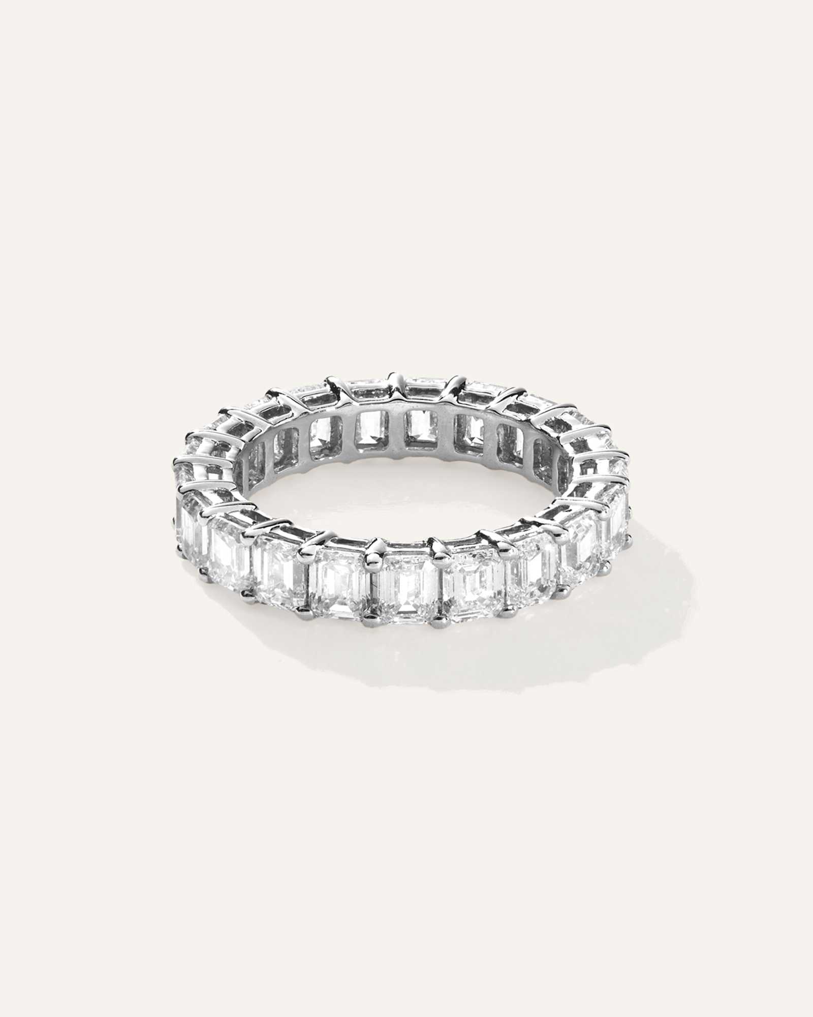 White Gold Lab Grown Diamond Emerald Eternity Band